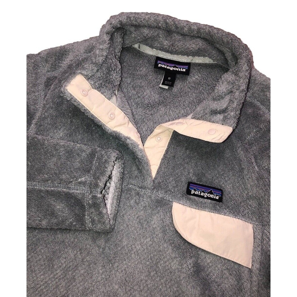 Patagonia Sweatshirt Women's M Gray Polartec Fleece Re-Tool Snap T Pullover